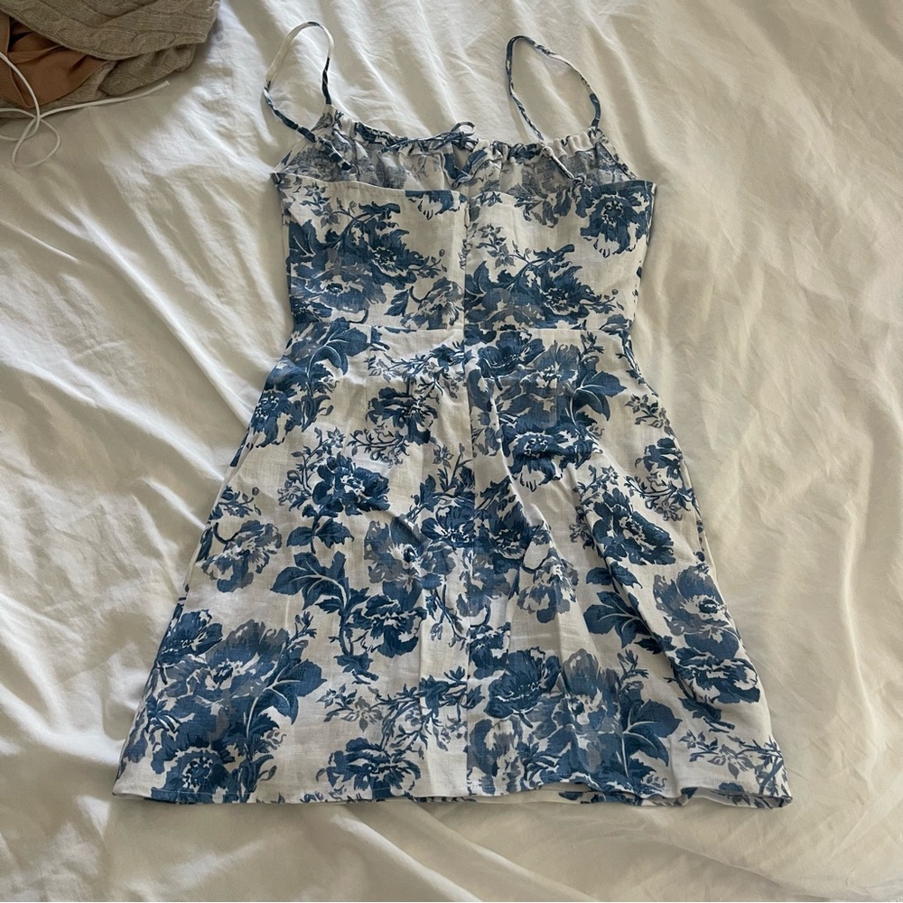 Reformation Blue and White Floral Mini Dress - Picture 2 of 4